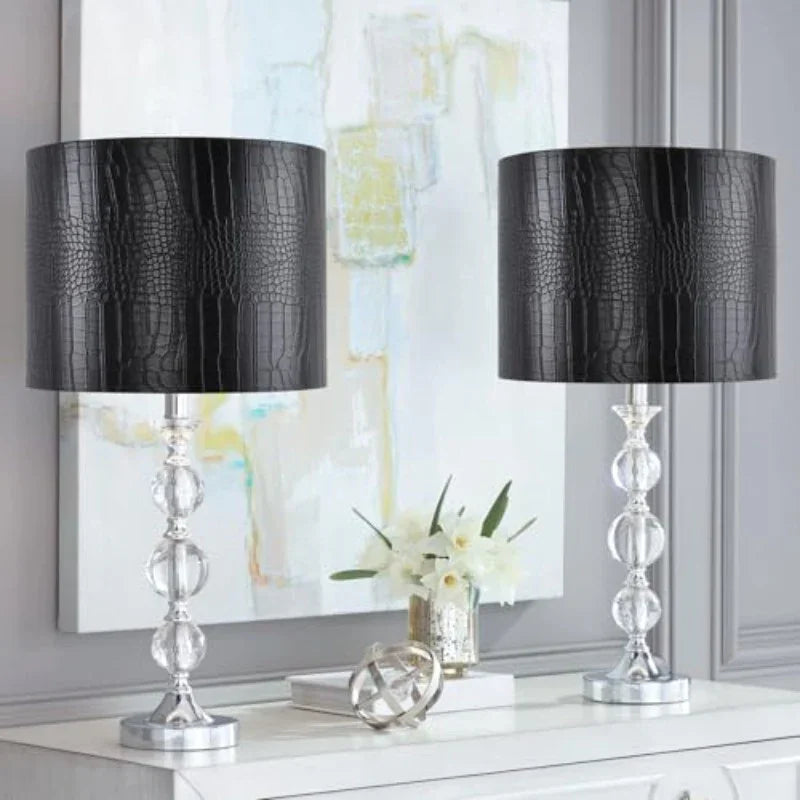 Black Reptile Print Drum Lamp Shade with Self-Trimming Edges