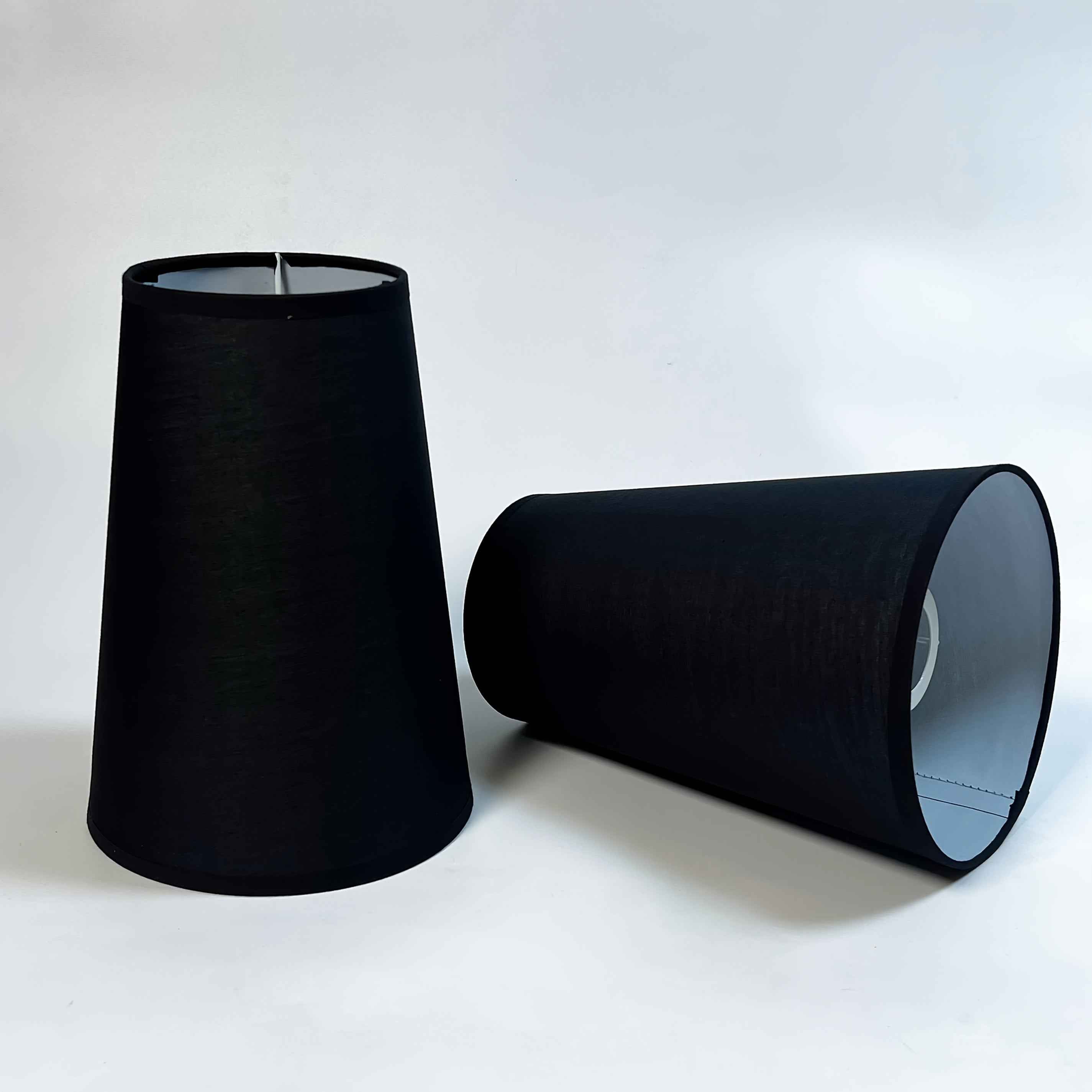 2pcs Black Modern Cylindrical Fabric Lampshades - Large Tapered Drum Shades for E27, Fits Table Lamps, Lamps & Ceiling Fixtures, Soft Glow Diffuser for Home, Office, Bedroom (Compatible with Standard), Ceiling Lamp Shade, Lam