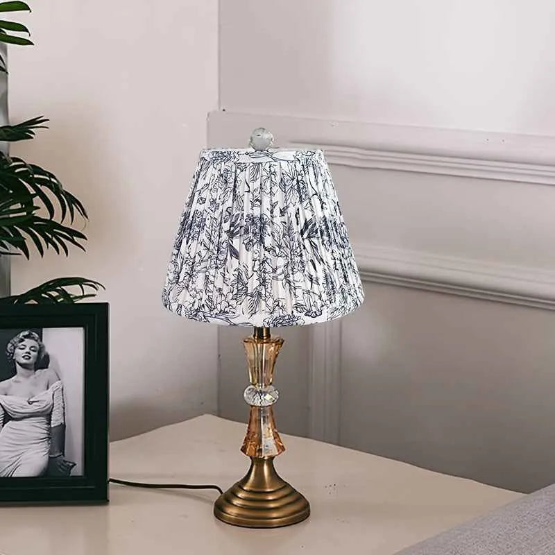 Blue Toile Floral Fabric Lampshade 6x10x7.5" - Artistic Decorative Clock-Shaped Cover for table lights, floor lights, and pendant lights