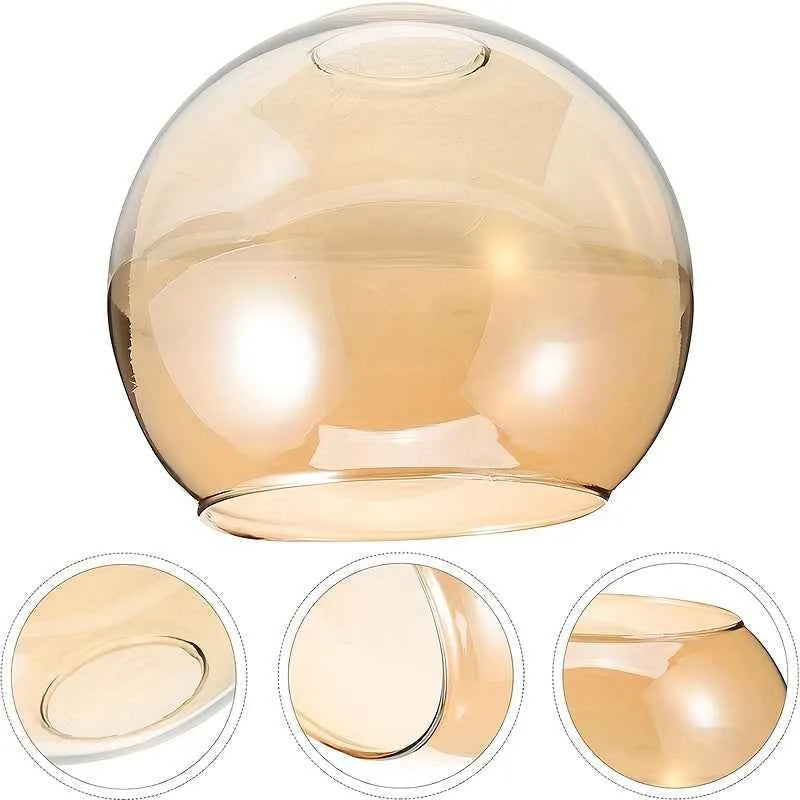 1 E27 Amber Glass Globe Lamp Shade 5.1in - Modern Farmhouse Pendant & Wall Light Fixture - Round Bulb Cover Replacement for Vintage Chandeliers, Warm Golden Light Diffuser, Glass Lamp Shade, Chandelier Accessory, Decorative L