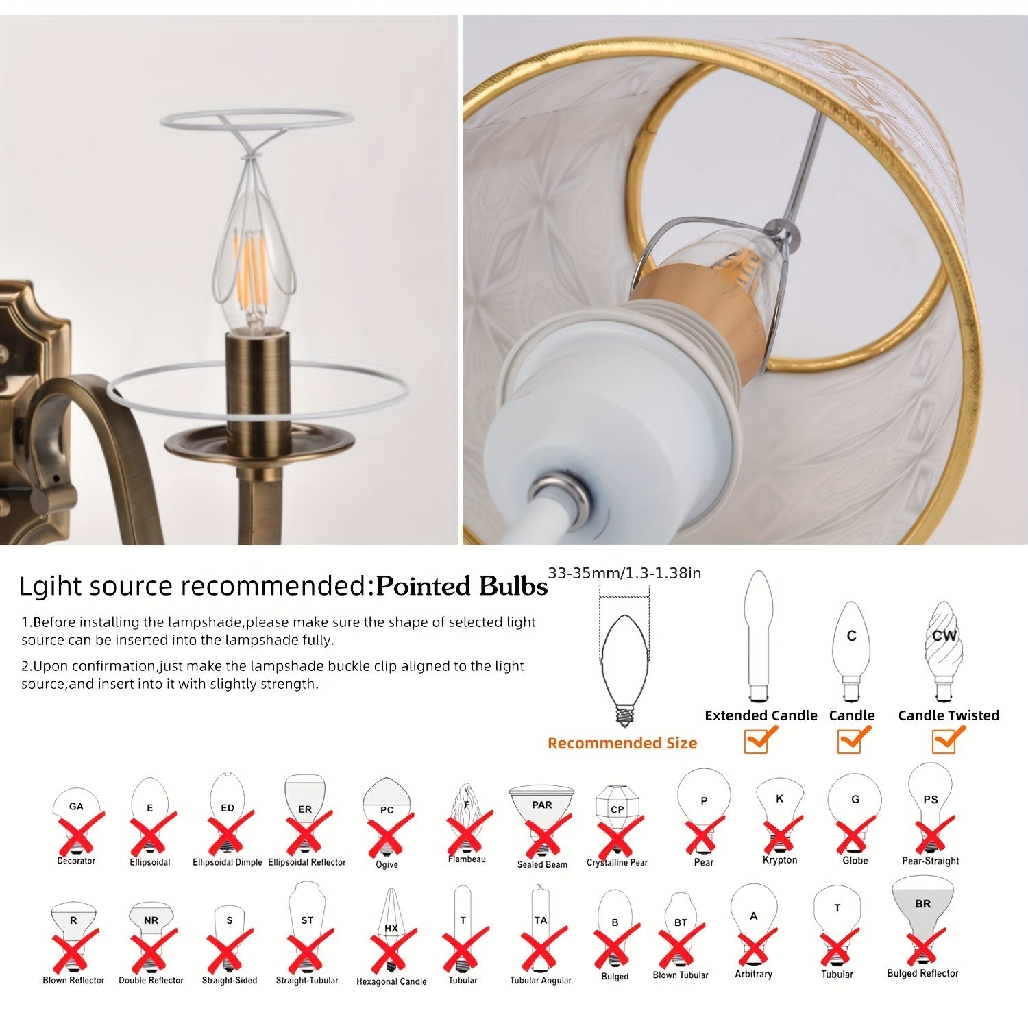 6pcs Rustic Golden Bell-Shaped Clip-on Lampshades - Adrianas Specialty Lamp Shades