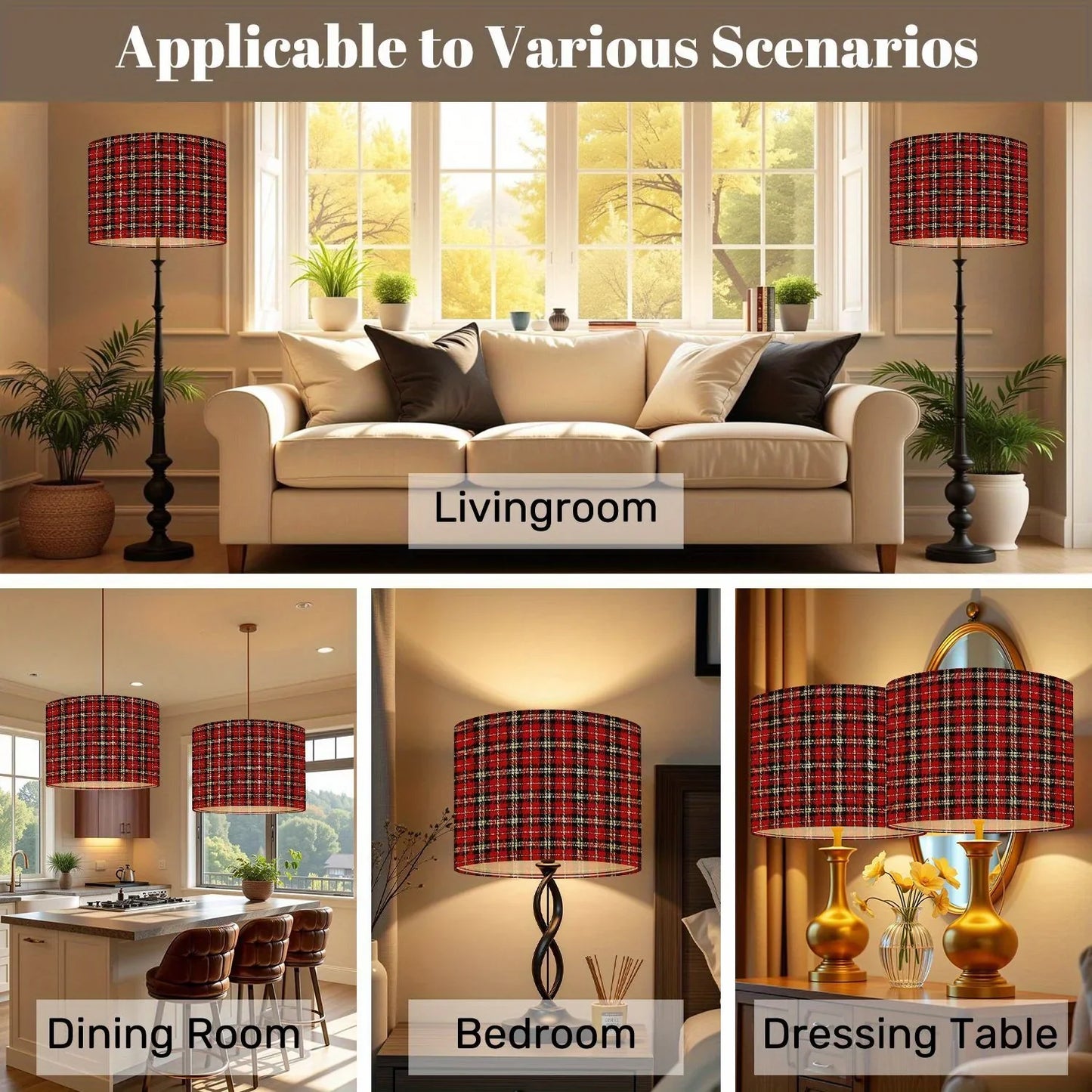 Set of 2 Large Boho Drum Lampshades