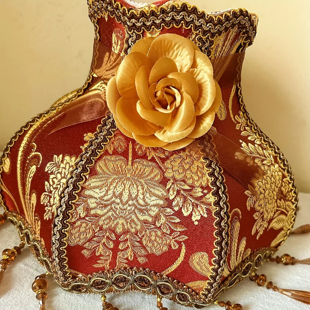 Luxury Handmade Lampshade, Burgundy Golden Floral Pattern