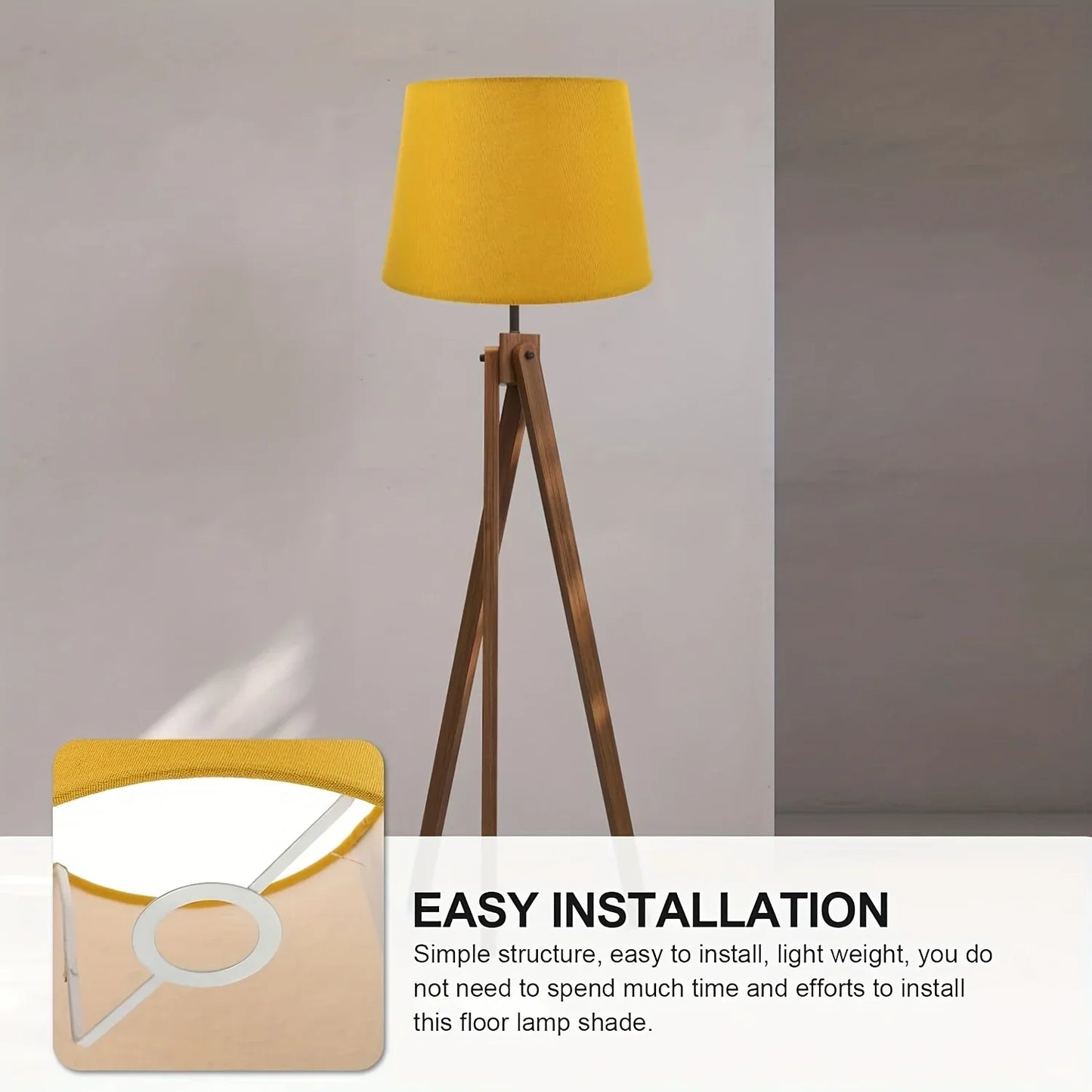 1pc Modern Drum-Shaped Yellow Linen Lampshade