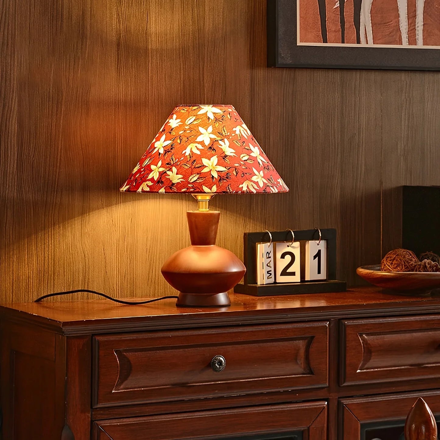 A Set of Two, 11.8-Inch Floral Print Lampshades