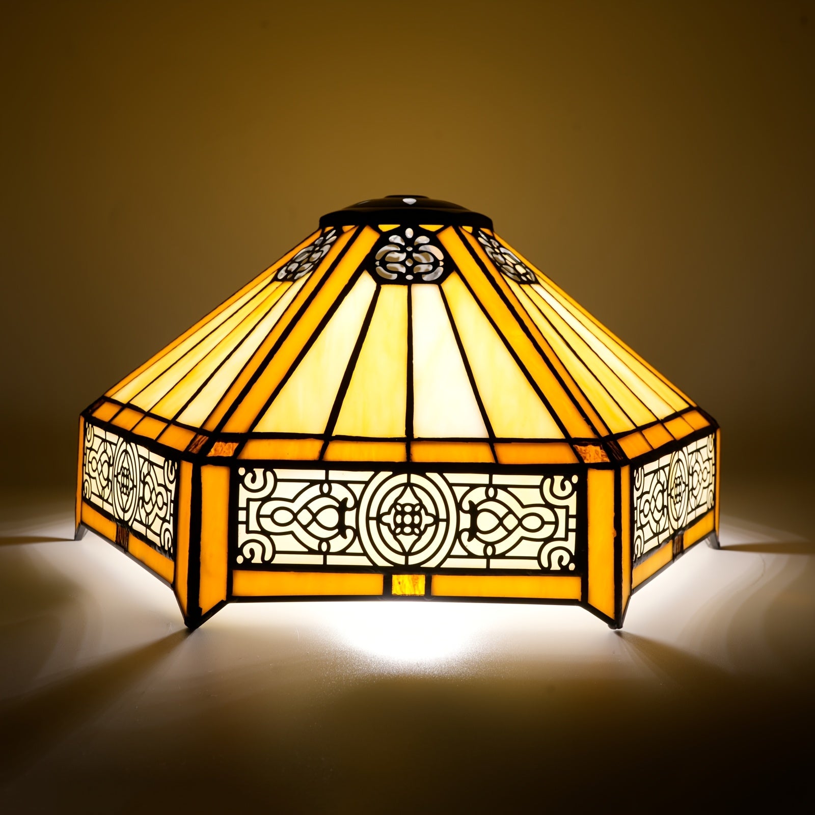 Mission Style Hexagon Stained Glass Lamp Shade