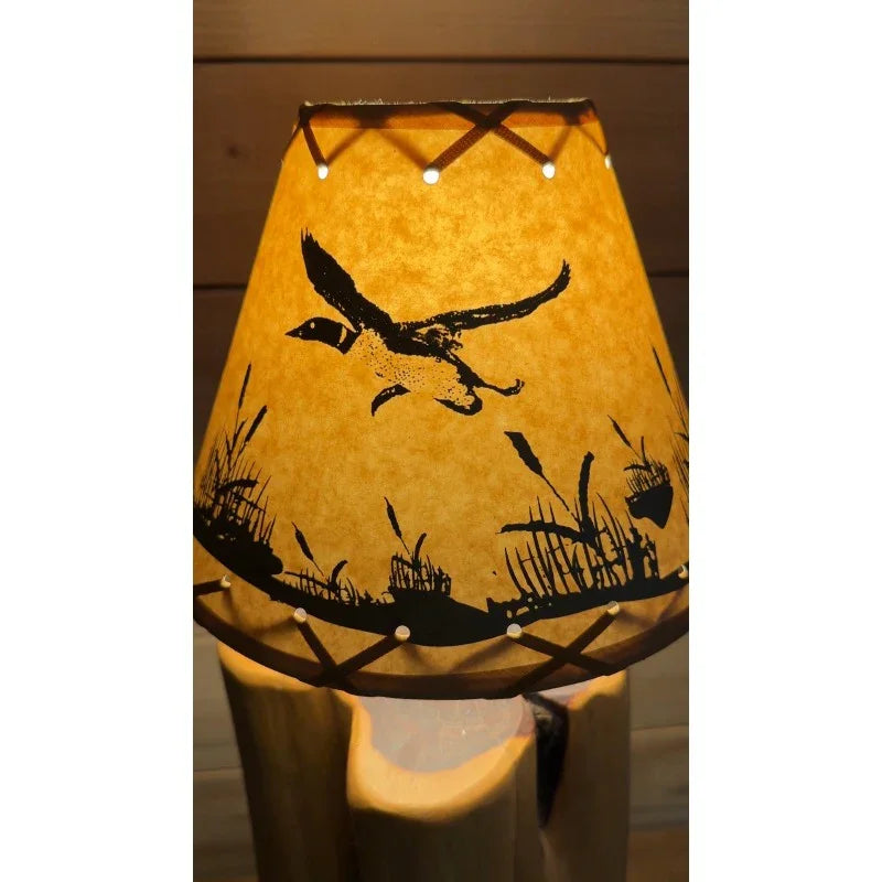 Rustic Oiled Kraft Clip-On Lamp Shade with Flying Loon Design
