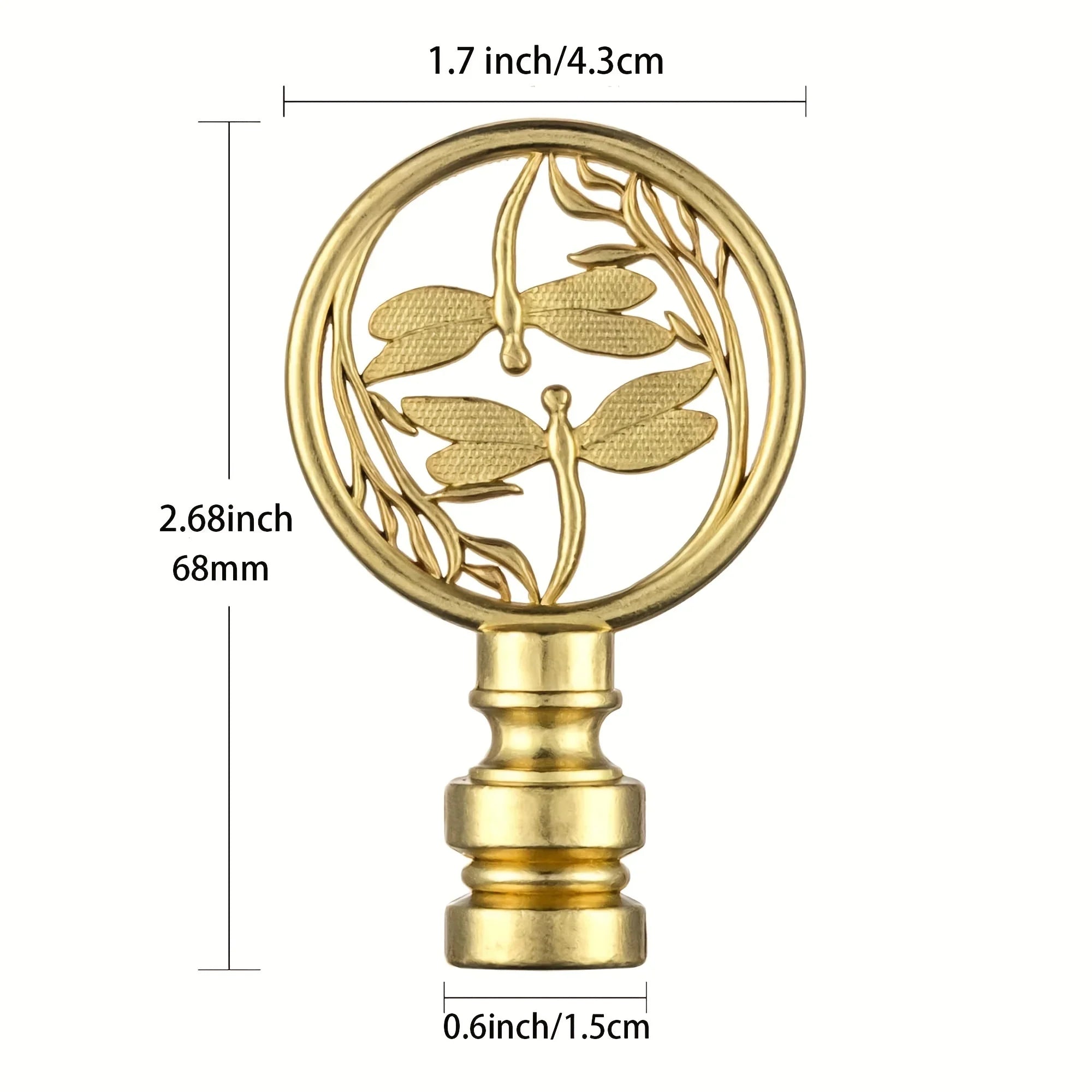 2-Pack Gold Dragonfly Design Finials for Lamp Shades
