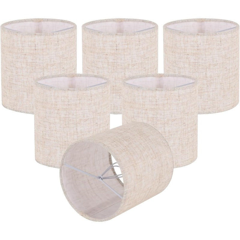 6pcs Beige Chandelier Lamp Shades with Fabric-like Texture