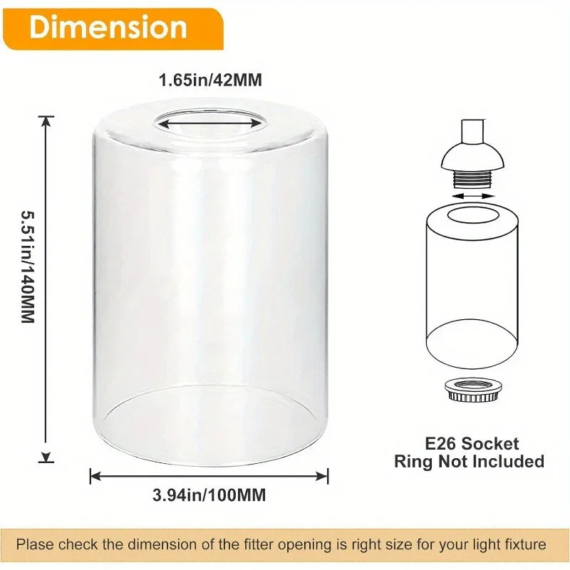 6-Pack Modern Polished Finish Glass Cylinder Lampshades