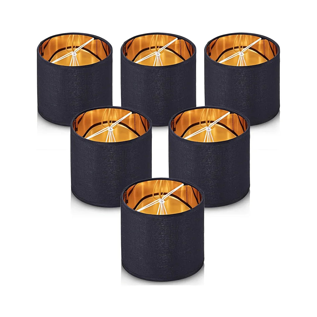 6pcs Set Modern Rustic Brown Linen Drum Chandelier Lamp Shades