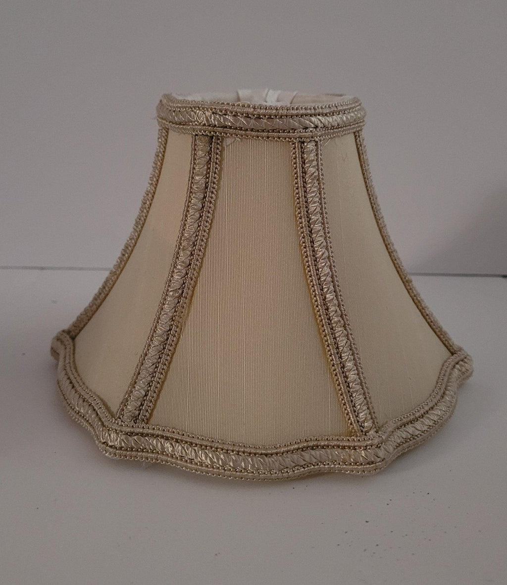 Elegant Beige Silk Chandelier Clip with White Lining chandelier shades Adrianas Specialty Lamp Shades