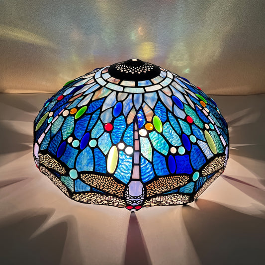 Mission Cream Style 16" Stained Glass Lamp Shade - Traditional Frosted Finish, Glass, Pagoda-Shaped Replacement for Table & Floor Lamps - Adrianas Specialty Lamp Shades