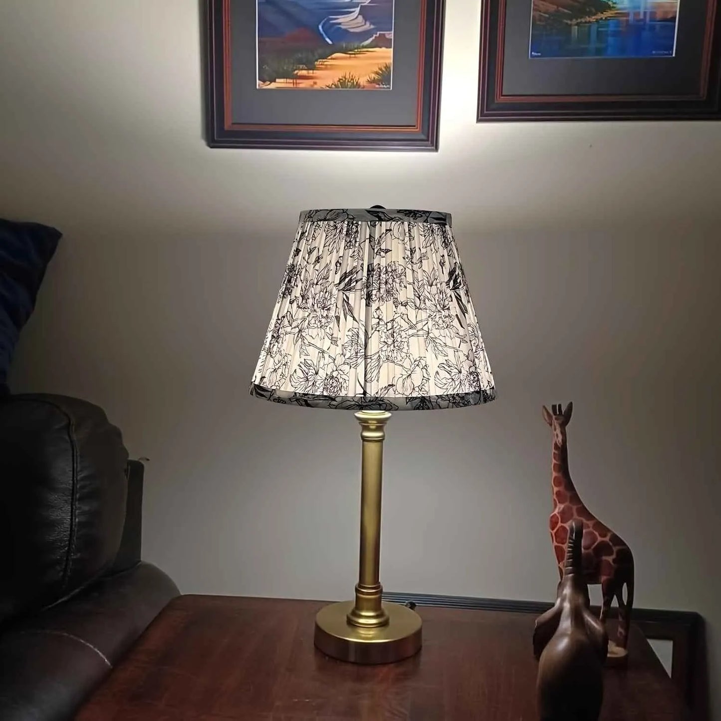 Blue Toile Floral Fabric Lampshade 6x10x7.5" - Artistic Decorative Clock-Shaped Cover for table lights, floor lights, and pendant lights