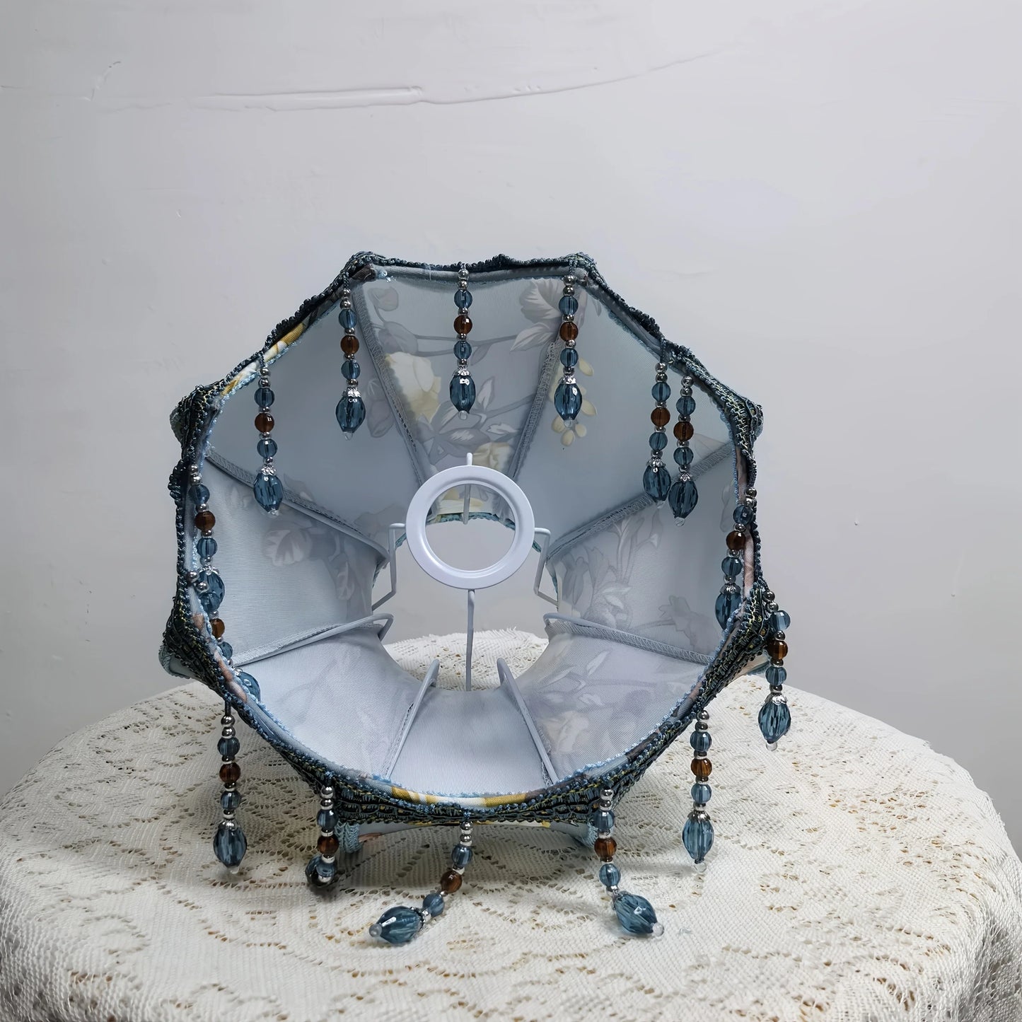 Retro Style Fabric Lampshade with Floral Pattern