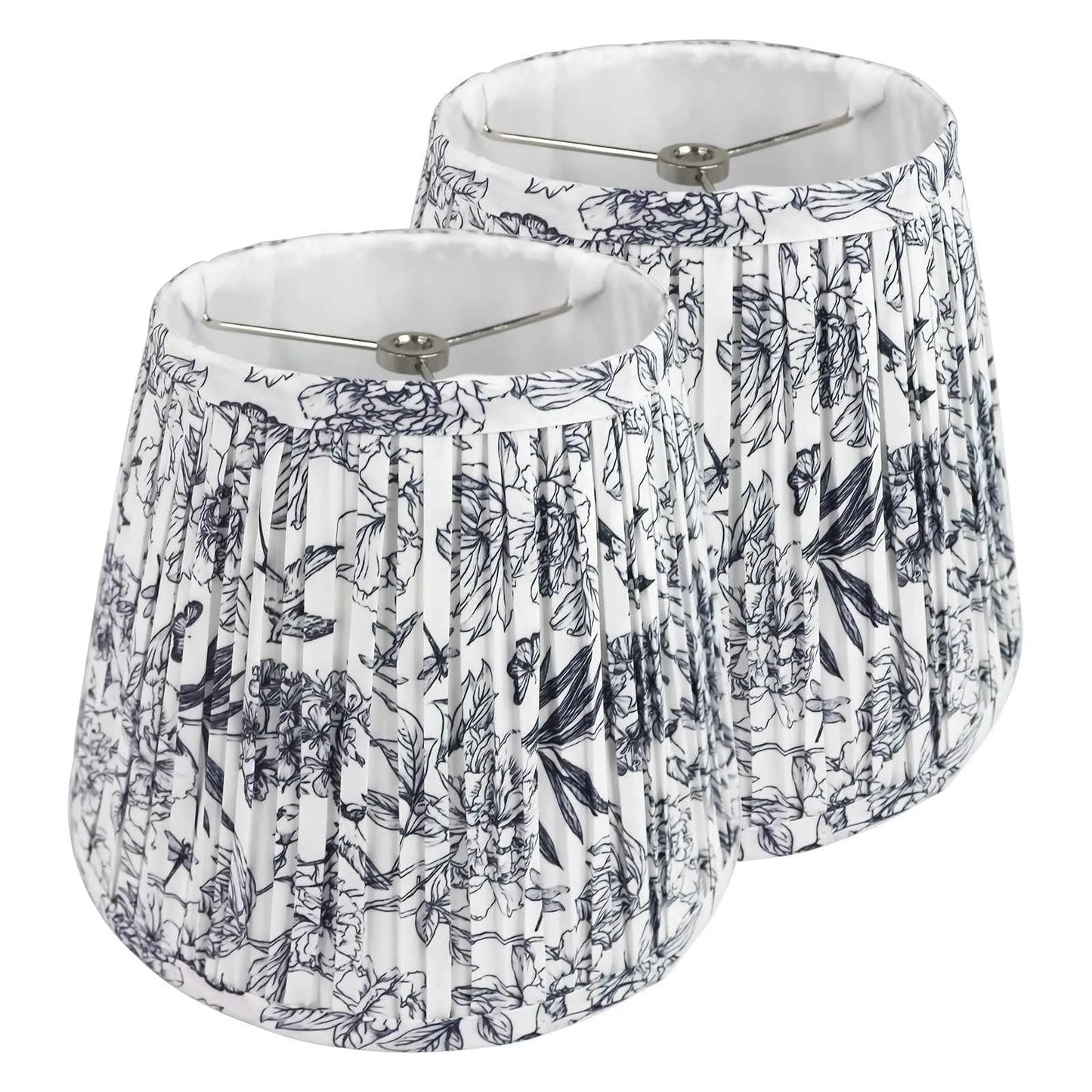 Blue Toile Floral Fabric Lampshade 6x10x7.5" - Artistic Decorative Clock-Shaped Cover for table lights, floor lights, and pendant lights