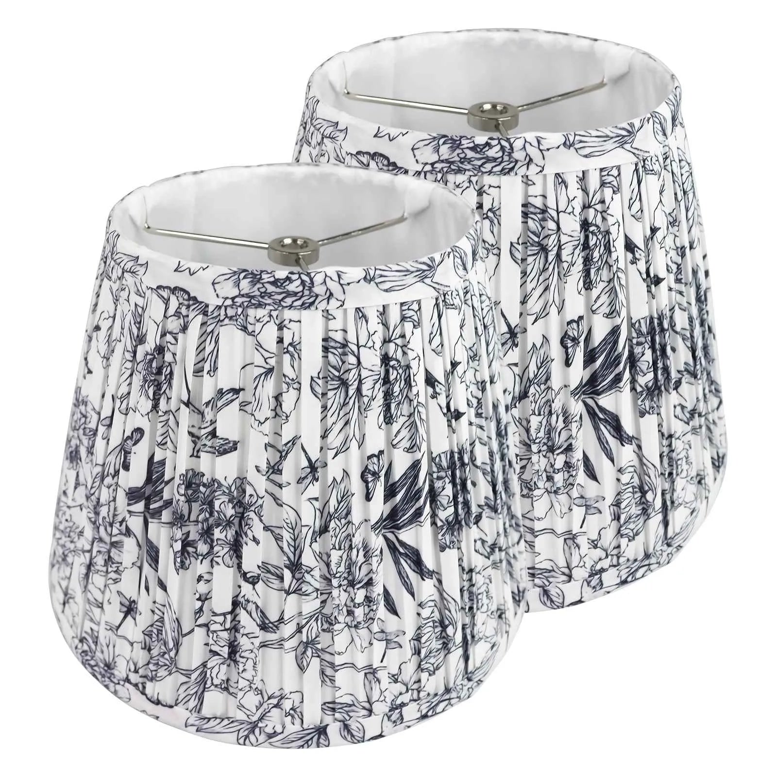 Blue Toile Floral Fabric Lampshade 6x10x7.5" - Artistic Decorative Clock-Shaped Cover for table lights, floor lights, and pendant lights