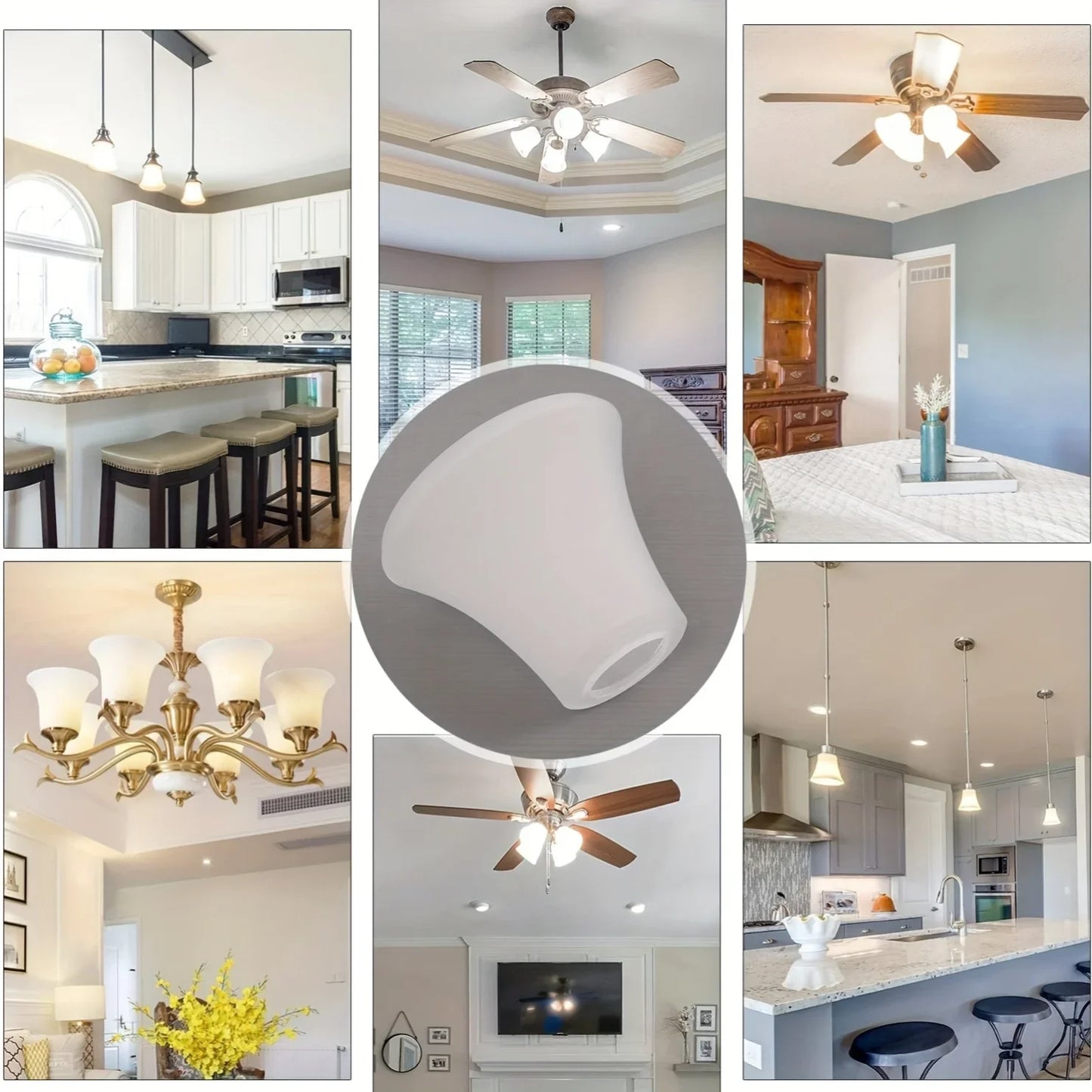 Modern Bell-Shaped Matte Glass Lampshade