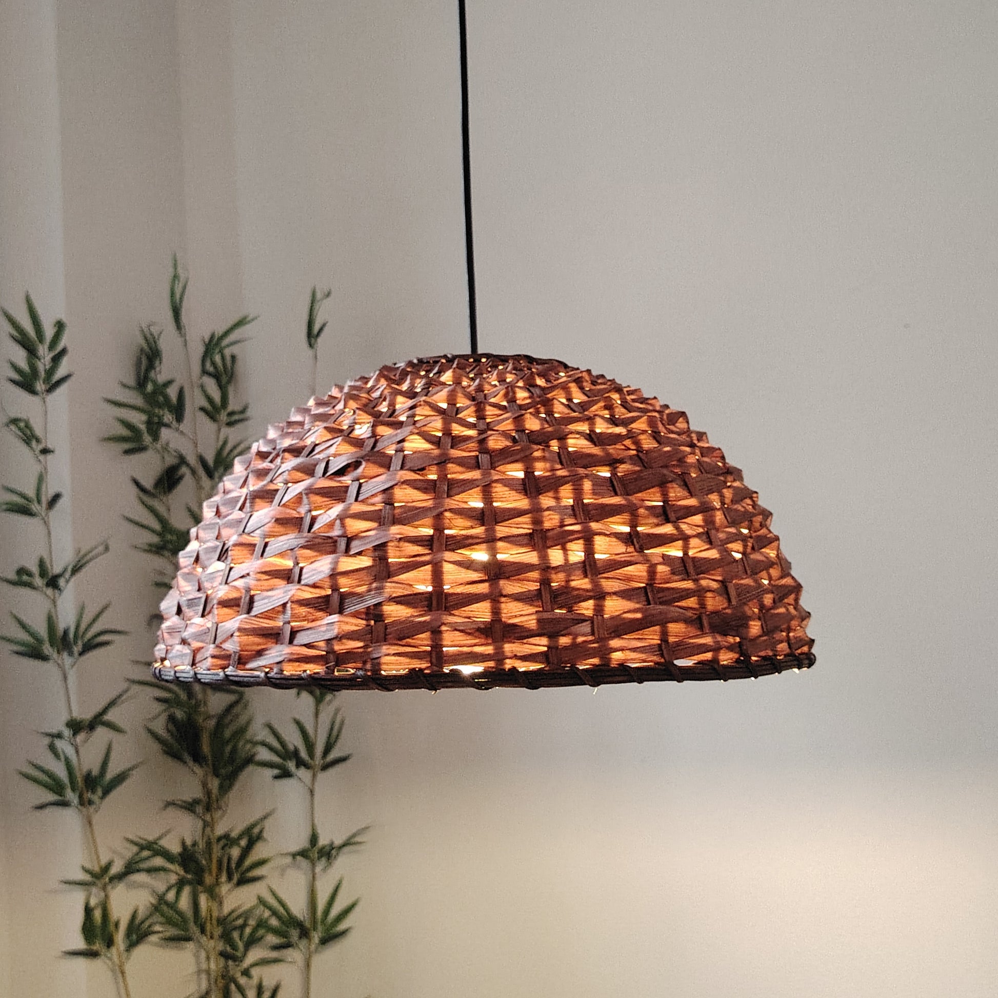 Modern Handwoven Bohemian Bamboo Pendant Light Shade - Adrianas Specialty Lamp Shades