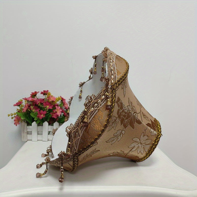 1 Modern Fabric Floral Pattern Lampshade with Beaded Tassel