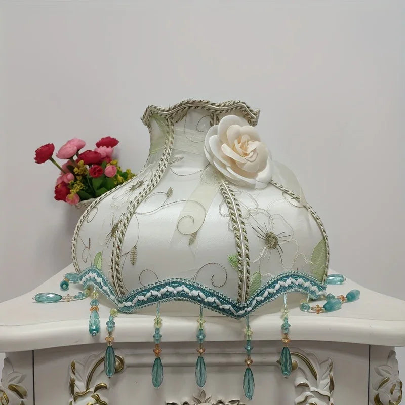 Handmade Floral lampshade with White Roses