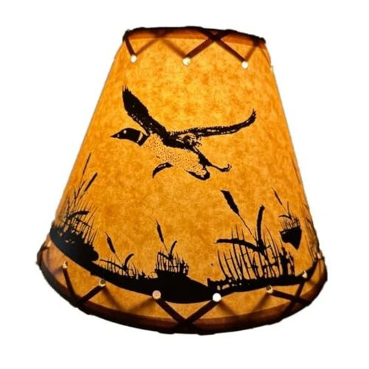 Rustic Oiled Kraft Clip-On Lamp Shade with Flying Loon Design