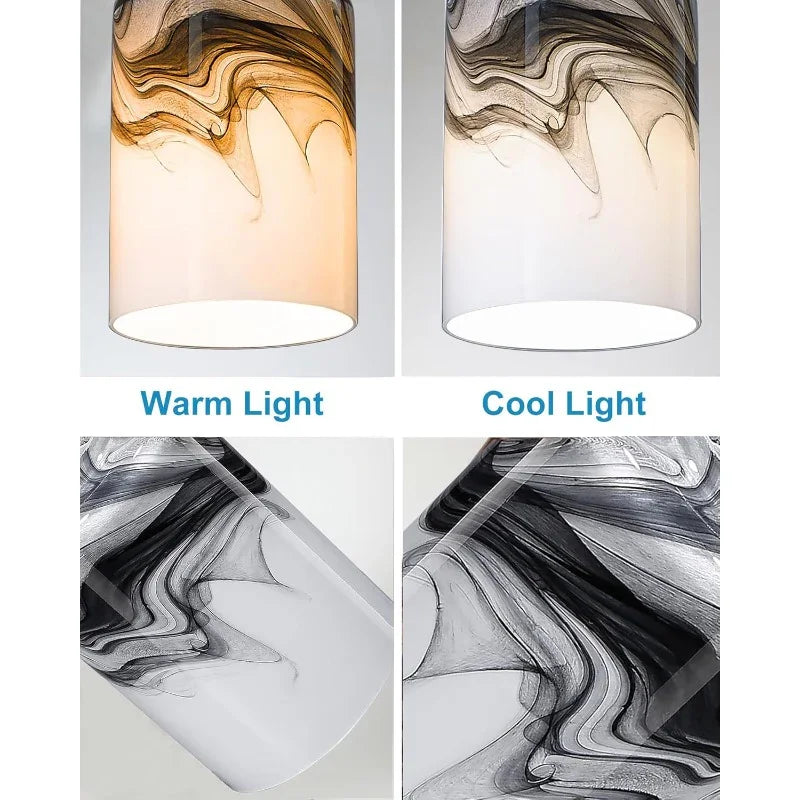 4-Pack Modern Marble Texture Glass Shades
