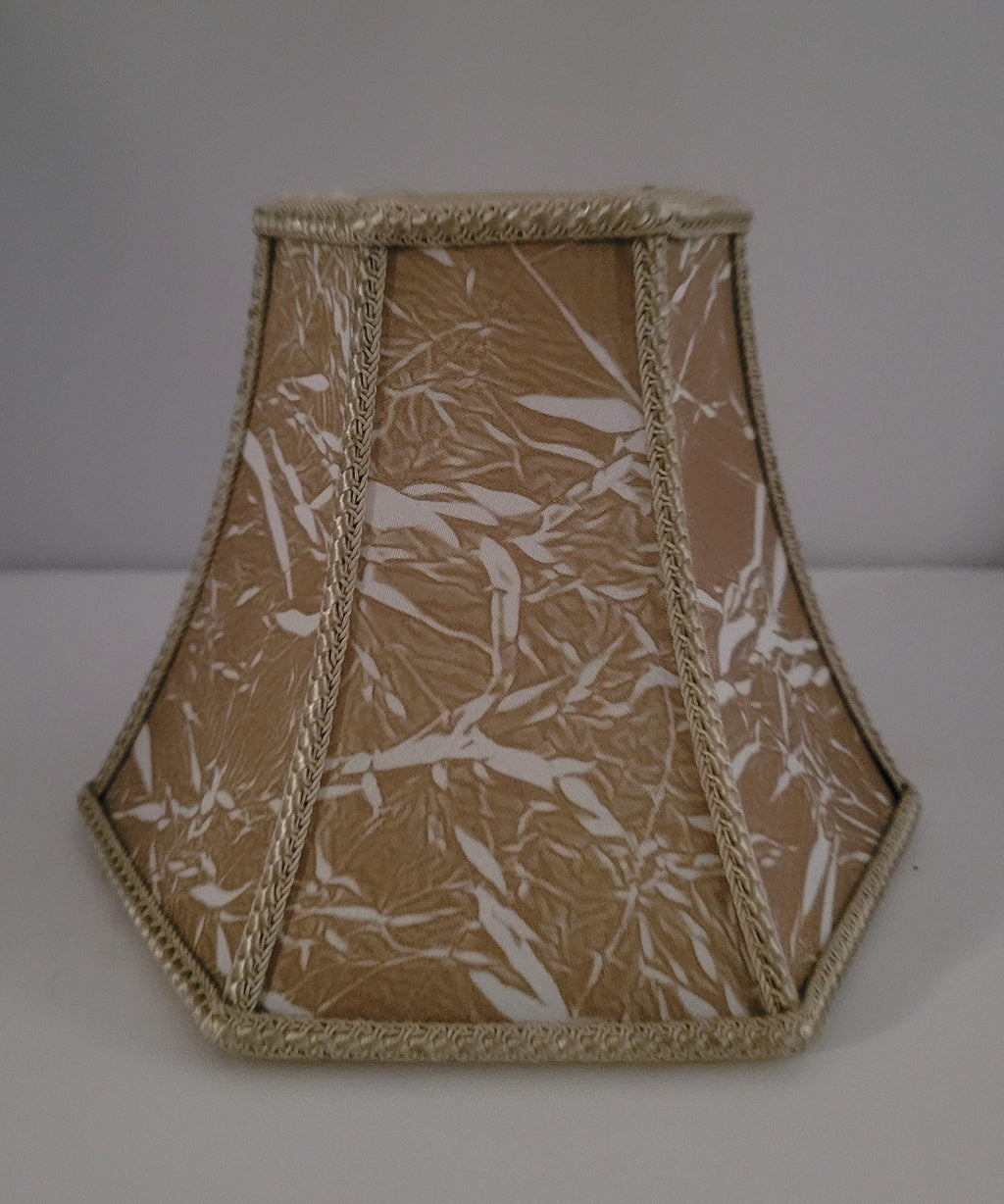 Hexagon Bamboo Print Silk Chandelier Lamp Shade chandelier-lamp-shades Adrianas Specialty Lamp Shades