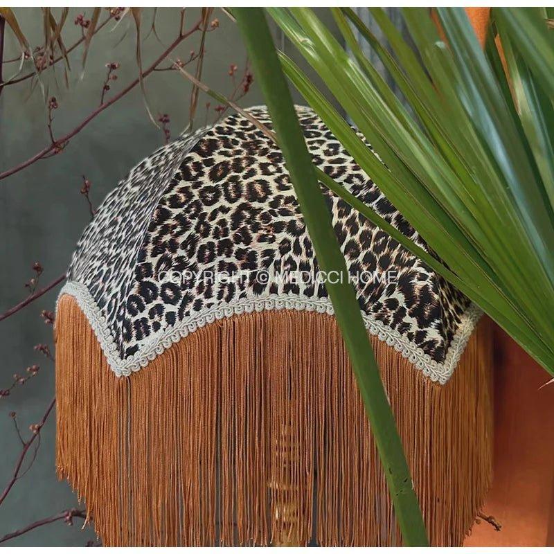 MDC1053 - Leopard Print Fringed Lamp Shade fringed lamp shades Adrianas Specialty Lamp Shades