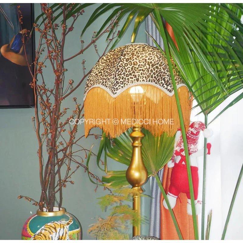 MDC1053 - Leopard Print Fringed Lamp Shade fringed lamp shades Adrianas Specialty Lamp Shades