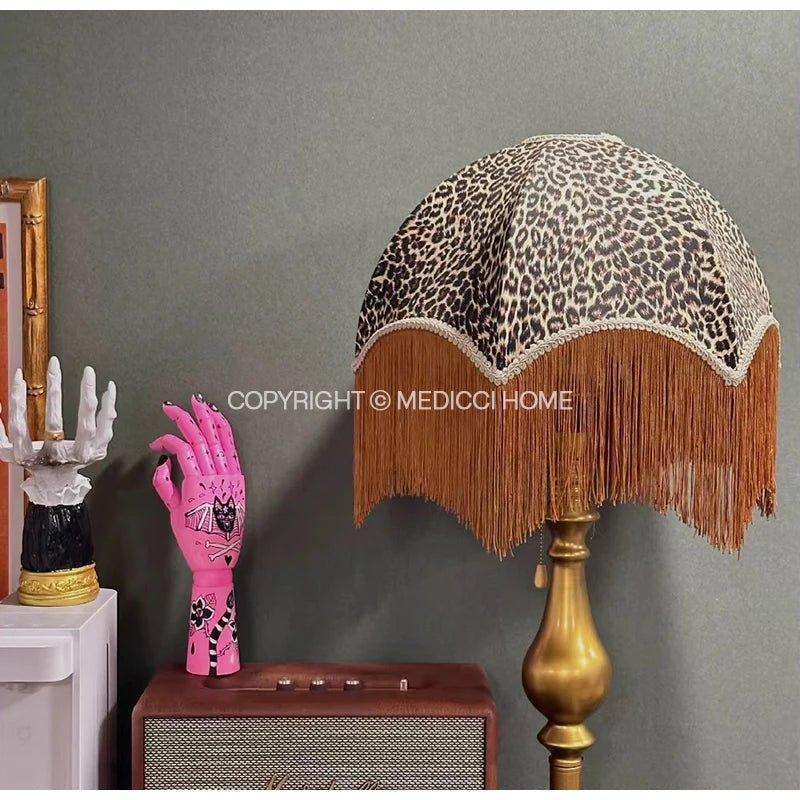 MDC1053 - Leopard Print Fringed Lamp Shade fringed lamp shades Adrianas Specialty Lamp Shades