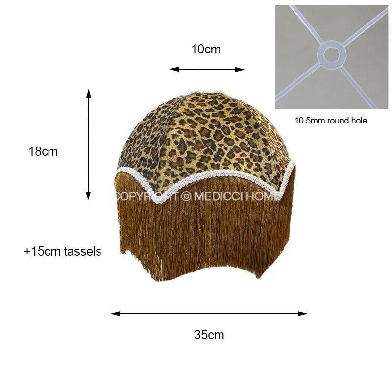 MDC1053 - Leopard Print Fringed Lamp Shade fringed lamp shades Adrianas Specialty Lamp Shades Only Lampshade