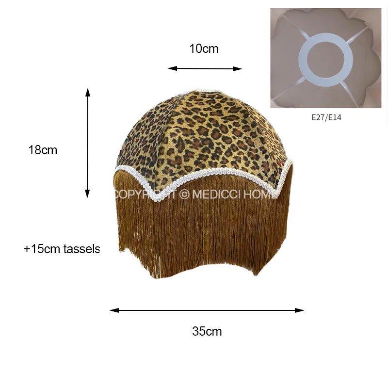 MDC1053 - Leopard Print Fringed Lamp Shade fringed lamp shades Adrianas Specialty Lamp Shades Only Lampshade 1