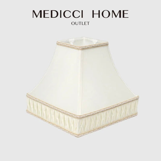 Medicci Home Square Lamp Shade Hand-sewn Bow Tie Decorative White Beige Retro Style Lamp Cover Art Deco Lampshade Replacement - Adrianas Specialty Lamp Shades