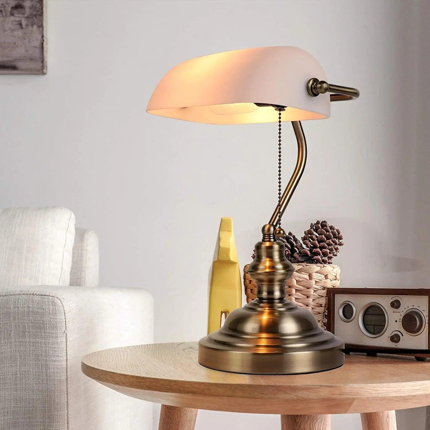 Newrays Green/Blue/Amber/White Glass Banker Lamp Cover bankers-lampshades Adrianas Specialty Lamp Shades