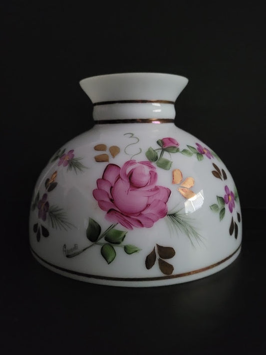 34122 10 inch Hand Painted Roses With Gold Trim - Adrianas Specialty Lamp Shades