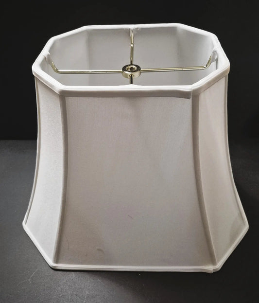 Square Cut Corner White Cream Silk Lamp Shades - Adrianas Specialty Lamp Shades