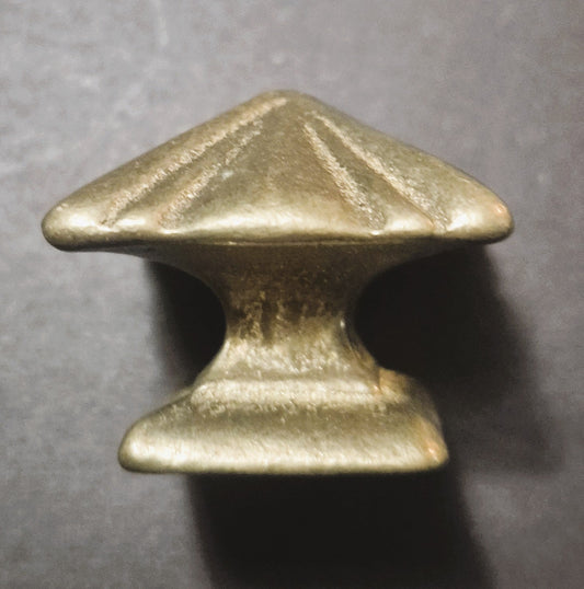 Square Pyramid Lamp Finial – Raw Solid Brass – 1" Wide x 1" High – 1/4-27 Thread - Adrianas Specialty Lamp Shades