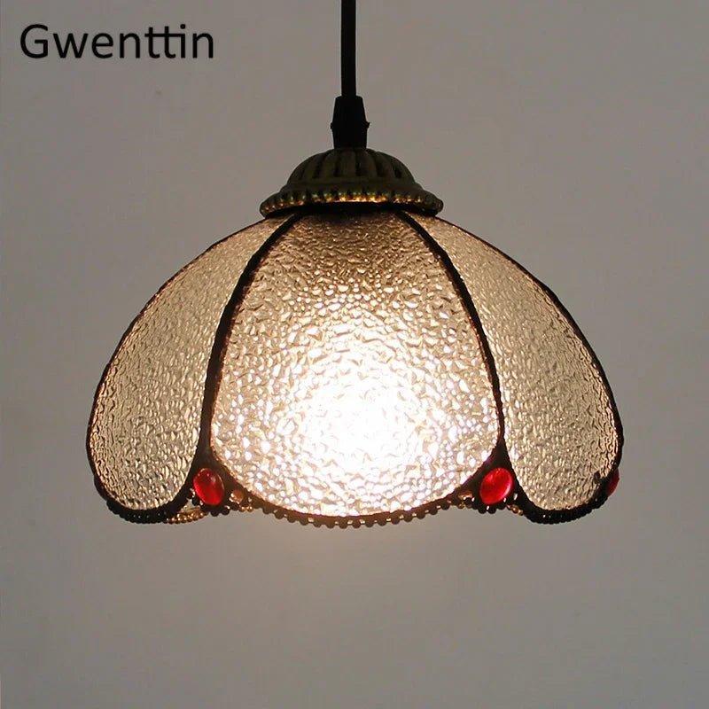 Tiffany Pendant Lights Mediterranean Loft Home Decor Creative Stained Glass Hanging Lamp Bedroom Dining Room Lighting Fixtures stained glass lampshades Adrianas Specialty Lamp Shades C3-D20CM