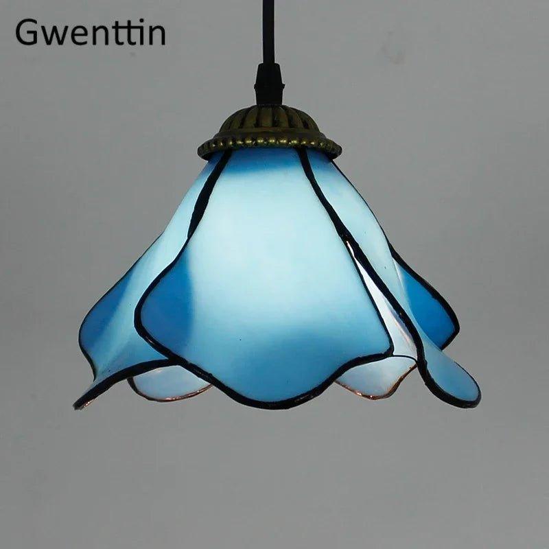 Tiffany Pendant Lights Mediterranean Loft Home Decor Creative Stained Glass Hanging Lamp Bedroom Dining Room Lighting Fixtures stained glass lampshades Adrianas Specialty Lamp Shades D1-D20CM