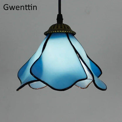 Tiffany Pendant Lights Mediterranean Loft Home Decor Creative Stained Glass Hanging Lamp Bedroom Dining Room Lighting Fixtures stained glass lampshades Adrianas Specialty Lamp Shades D1-D20CM