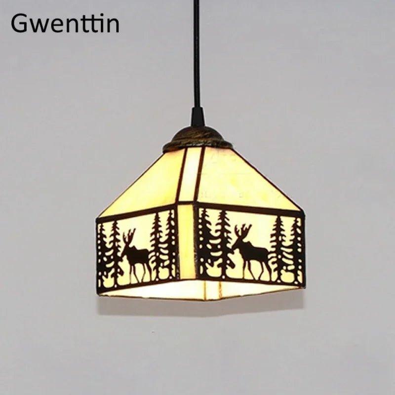 Tiffany Pendant Lights Mediterranean Loft Home Decor Creative Stained Glass Hanging Lamp Bedroom Dining Room Lighting Fixtures stained glass lampshades Adrianas Specialty Lamp Shades J-D20CM