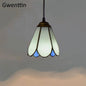 Tiffany Pendant Lights Mediterranean Loft Home Decor Creative Stained Glass Hanging Lamp Bedroom Dining Room Lighting Fixtures stained glass lampshades Adrianas Specialty Lamp Shades A1-D15CM