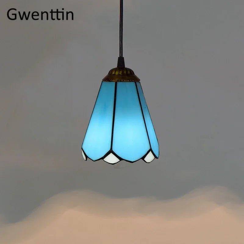 Tiffany Pendant Lights Mediterranean Loft Home Decor Creative Stained Glass Hanging Lamp Bedroom Dining Room Lighting Fixtures stained glass lampshades Adrianas Specialty Lamp Shades A2-D15CM