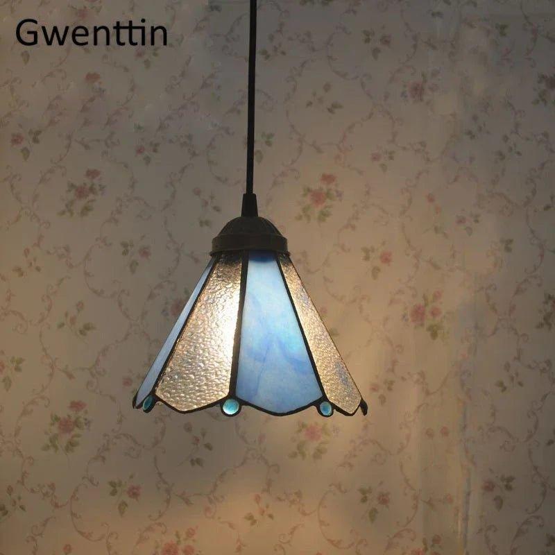 Tiffany Pendant Lights Mediterranean Loft Home Decor Creative Stained Glass Hanging Lamp Bedroom Dining Room Lighting Fixtures stained glass lampshades Adrianas Specialty Lamp Shades A5-D15CM