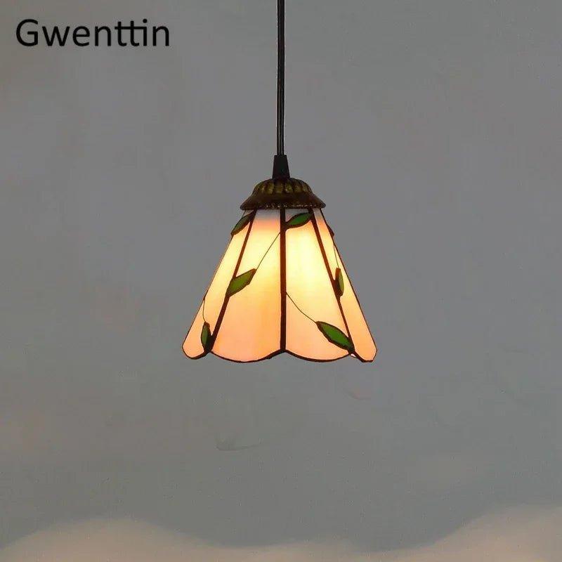 Tiffany Pendant Lights Mediterranean Loft Home Decor Creative Stained Glass Hanging Lamp Bedroom Dining Room Lighting Fixtures stained glass lampshades Adrianas Specialty Lamp Shades B1-D15CM