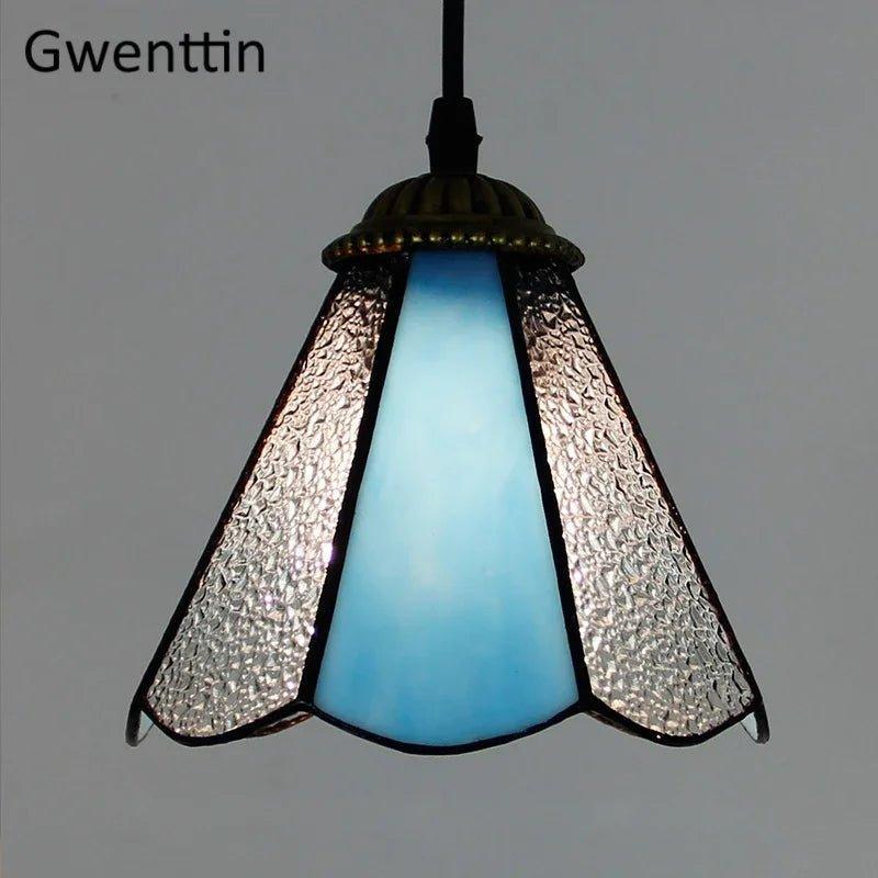 Tiffany Pendant Lights Mediterranean Loft Home Decor Creative Stained Glass Hanging Lamp Bedroom Dining Room Lighting Fixtures stained glass lampshades Adrianas Specialty Lamp Shades A3-D17CM