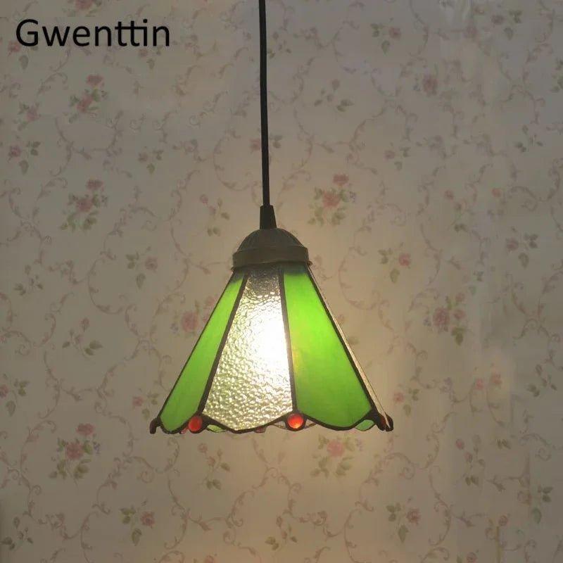 Tiffany Pendant Lights Mediterranean Loft Home Decor Creative Stained Glass Hanging Lamp Bedroom Dining Room Lighting Fixtures stained glass lampshades Adrianas Specialty Lamp Shades A4-D15CM