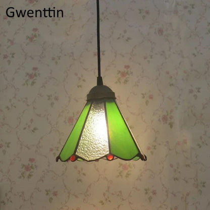 Tiffany Pendant Lights Mediterranean Loft Home Decor Creative Stained Glass Hanging Lamp Bedroom Dining Room Lighting Fixtures stained glass lampshades Adrianas Specialty Lamp Shades A4-D15CM