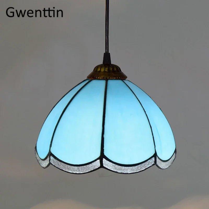 Tiffany Pendant Lights Mediterranean Loft Home Decor Creative Stained Glass Hanging Lamp Bedroom Dining Room Lighting Fixtures  